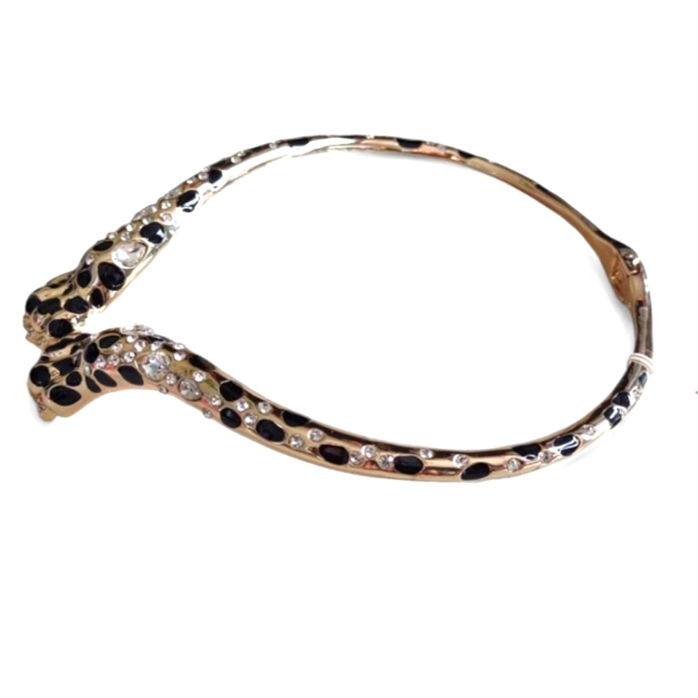 Betsey Johnson Leopard Claw Rhinestone Crystal Gold Collar Necklace - Picture 4 of 6